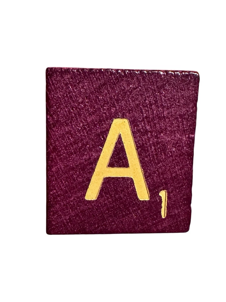 Lote de 400 azulejos de letras de madera Scrabble granate letras doradas artesanías reemplazos Foto 2 de 4