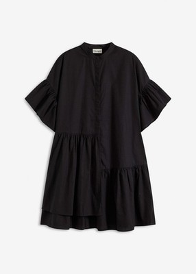 Tunika-Kleid aus reiner Bio-Baumwolle Gr. 44 Schwarz Mini Freizeitkleid Neu