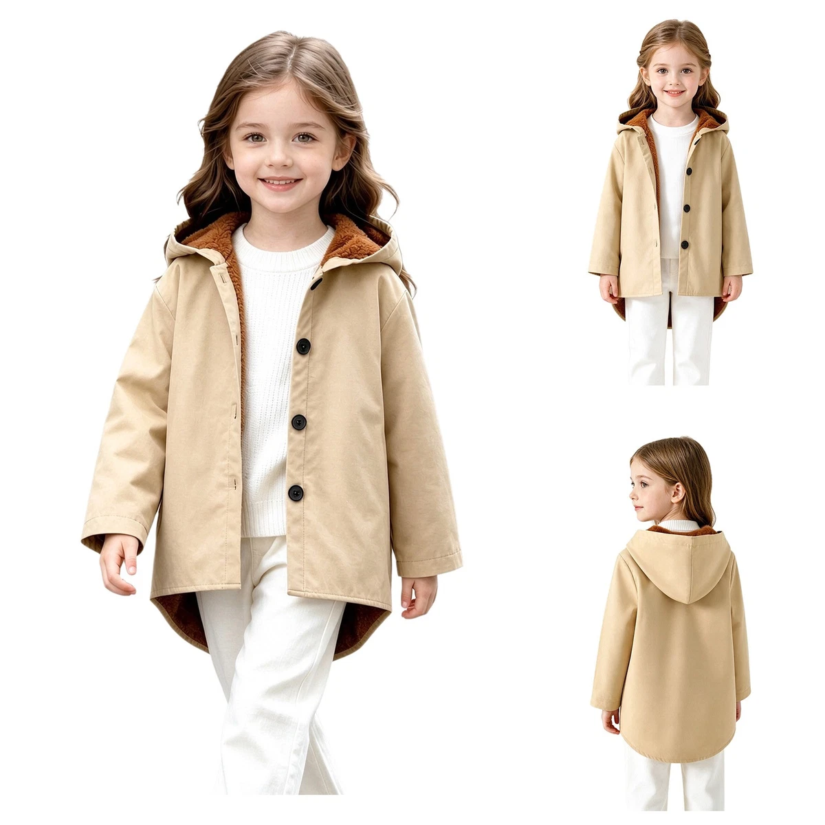 Girls Coat Long Sleeve Outerwear Durable Jacket Windbreaker Warm Overcoat