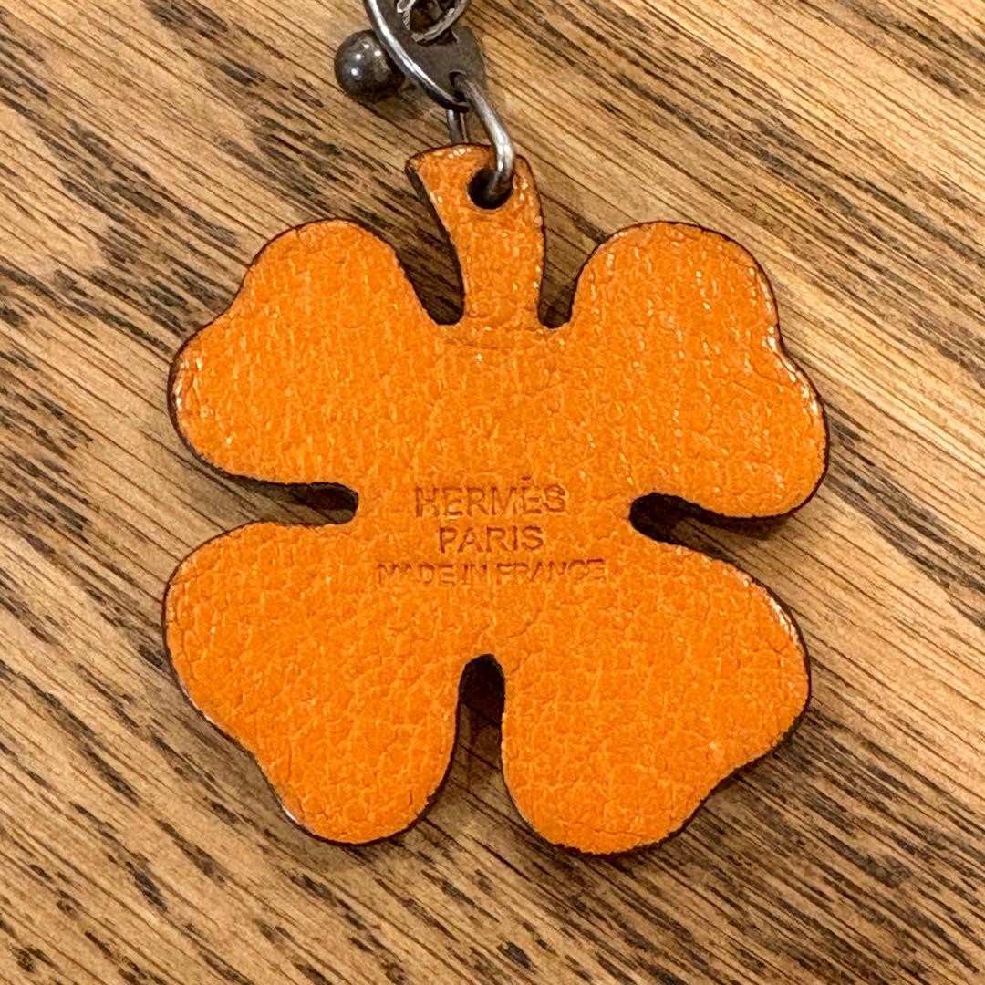 Hermès Hermes Four-Leaf Clover Leather Key Chain Charm Bag Accessory No Box Used thumbnail 4