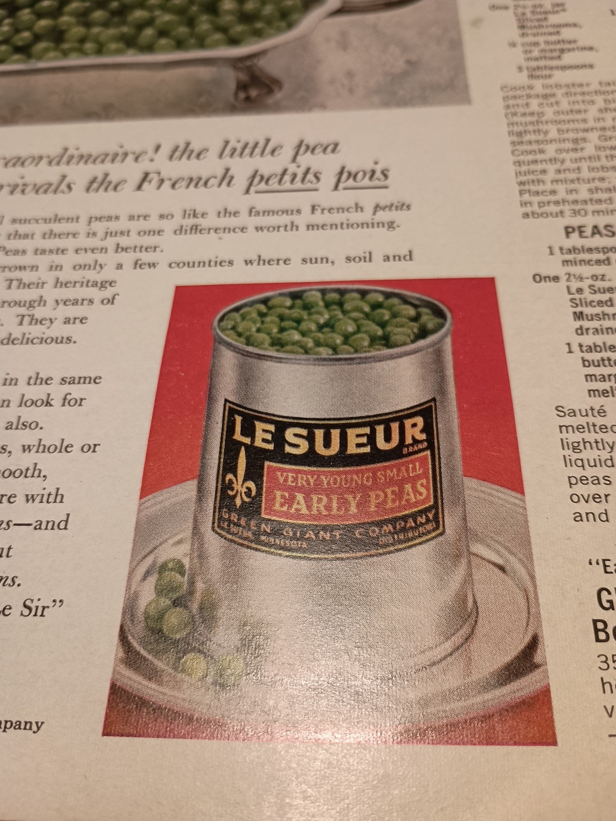 1966 Lesueur Early Peas French Petits Pois Magazine Ad