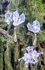 Lot Of 4 Acrylic Angel Hanging Christmas Tree Ornaments 2 W Gold Accents 