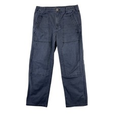 Pilcro Utility Cargo Pants Navy Dark Wash Elastic Waist Women  s 29 Casual