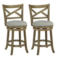 Swivel Bar Stools Set of 2, 25  Counter Height Barstools w/Backrests for Kitchen