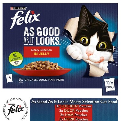 Felix As Good As It Looks Meaty Selection in Gelee Katzennassfutter, 12x100g