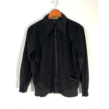 Vintage Masters Black Suede Leather Jacket Full Zip Bomber Style