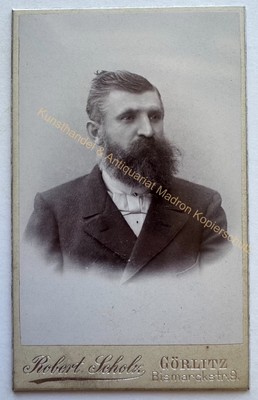 orig. CDV Foto Fotografie Bild alt Herr Mann Mode um 1890 Görlitz Bart Scholz
