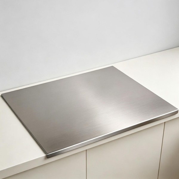 Schneidebrett Edelstahl Doppelseitig Rutschfest KüChe Outdoor L-Rand 70 X 50 Cm-image