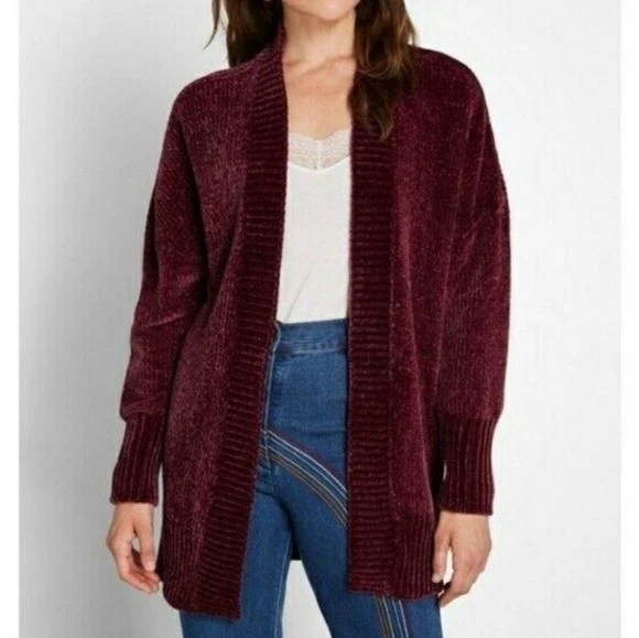 Modcloth Chenille Open Front Cardigan Women's XS Blue Soft Retro 90s Y2K - Image 2 of 4