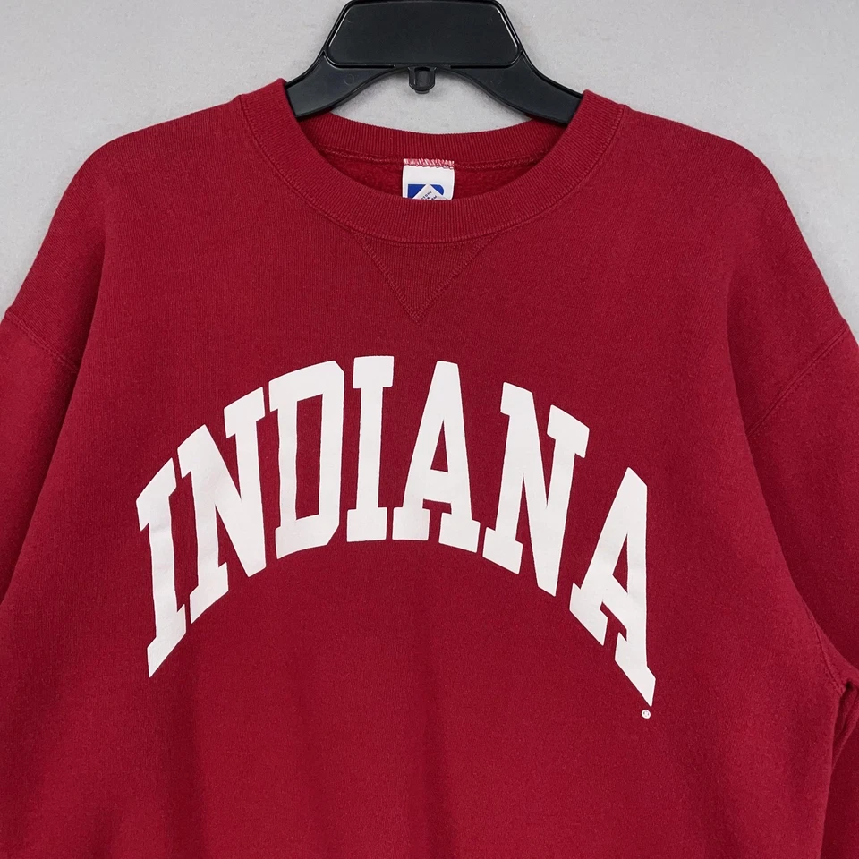 Indiana Hoosiers Suéter Para Hombres Mediano Rojo NCAA Baloncesto Cuello Redondo Universidad Foto 2 de 4