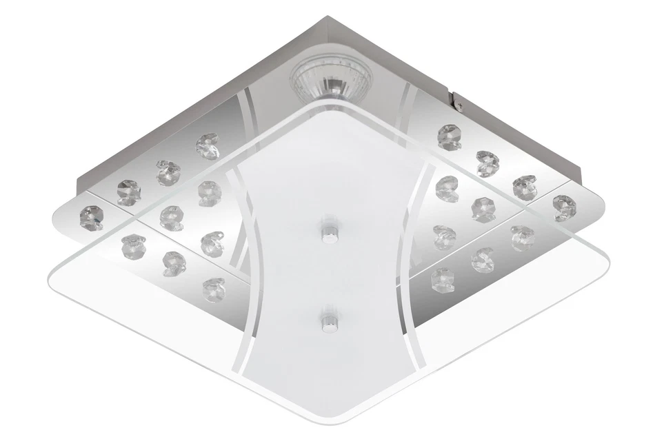 LED Deckenleuchte Chrom 3 Flg. Kristalloptik Dekorglas GU10 austauschbar 1200lm - Bild 1 von 1