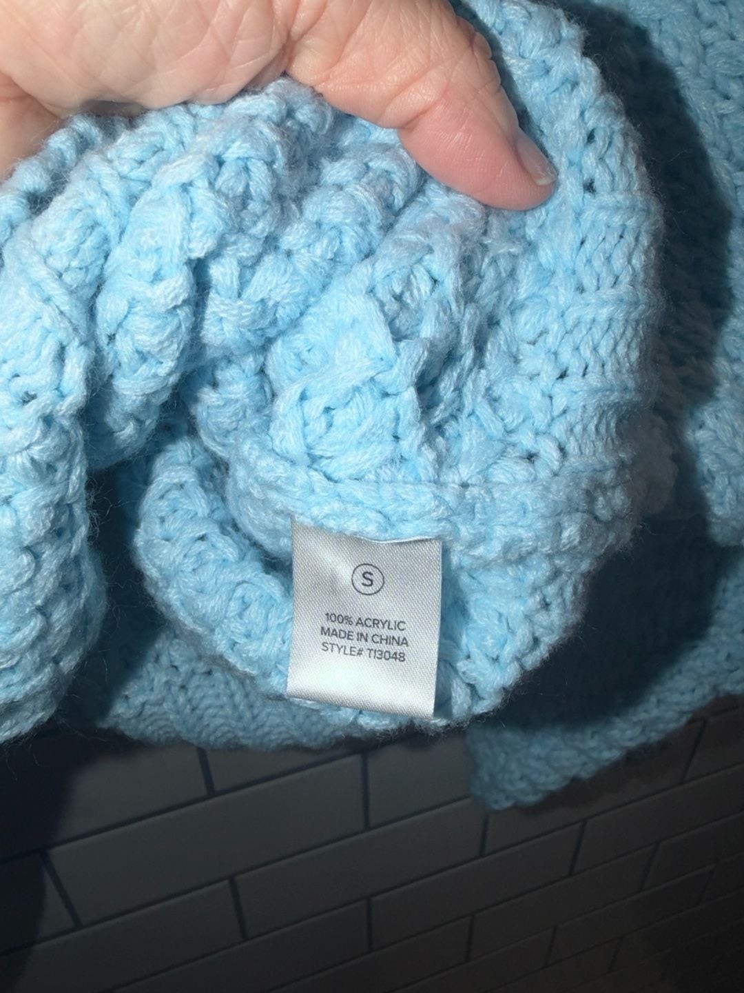 Fashion Nova I Adore You Baby Blue Chunky Knit V-Neck Sweater, photo 4