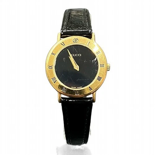Y0719 Gucci Orologio Donna Quarzo Oro e Nero 3000.2L Funzionante Confermato