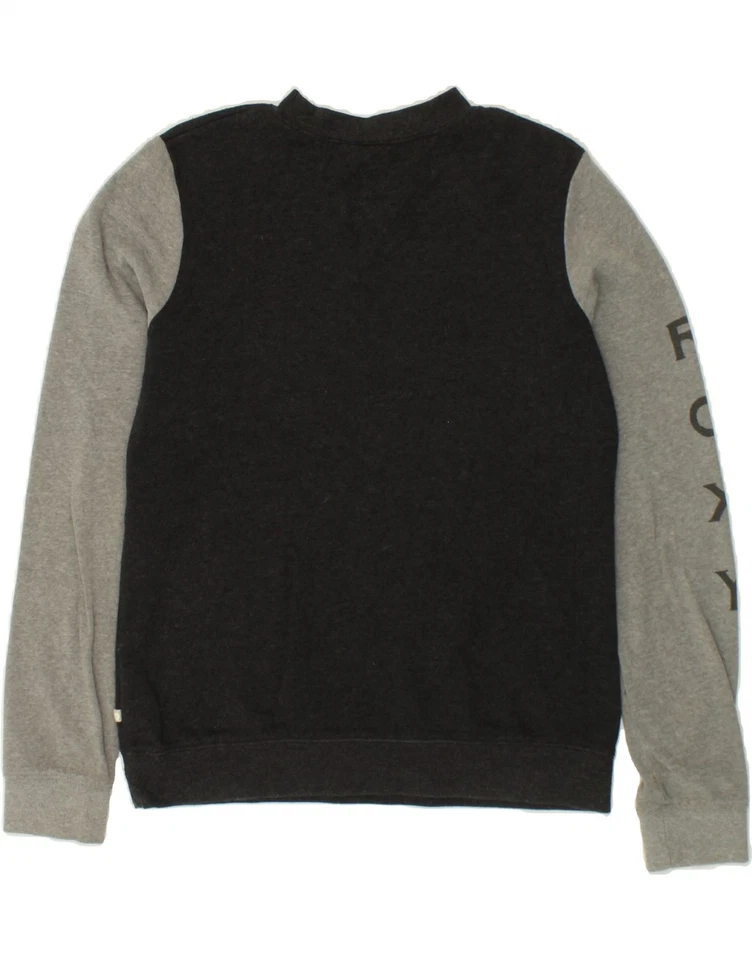 ROXY Womens Graphic Sweatshirt Jumper UK 10 Small Black Colourblock Cotton BT18 - Image 2 of 3