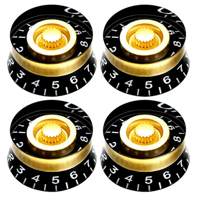 4 x Fleer schwarz/gold Lautstärke/Ton Geschwindigkeit Regler/Regler E-Gitarre Les Paul/SG