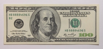 #ad Quad 8#x27;s Fancy Serial Number $100 Bill 8888 2006 Series Note Very Nice $189.99