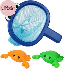 Baby Bath Toys 1 Pcs Crab Animals Fishing Net with 2 Pcs Water Floating Sea Anim
