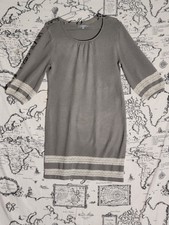 NY Collection Petite Sweater Dress Gray Lace Trim 3/4 Sleeve Knit Women’s PM