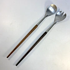 Denmark Salad Server Set Fork Spoon Stainless Steel Rosewood Handle MCM 14in 60s