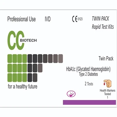 CCB Twin Pack x HbA1c Type 2 Diabetes Glucose Rapid test kit. 2 kits in a box