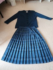 Leslie Fay Womens Blue Two Piece Set Jacket Skirt