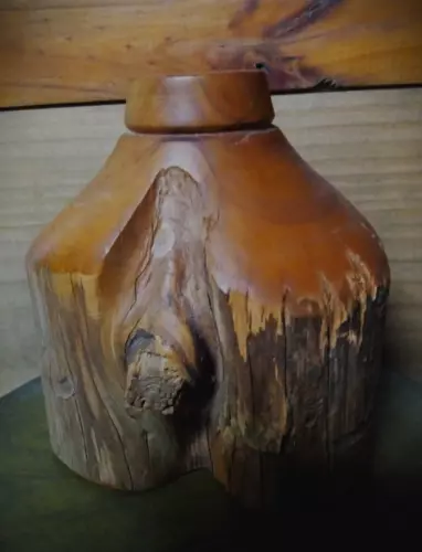 Vintage Hand Turned Wood Bud Vase Weed Pot Signed Dated Dunlap 91