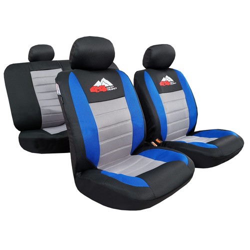 For Ford Ranger 2011-on Crew Cab Car Seat Cover Full Set Black Blue Mesh 9PCS - Afbeelding 1 van 7