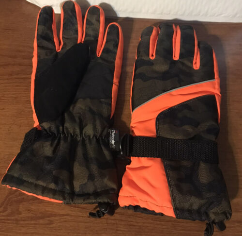 3M Thinsulate Insulation Winter hunting gloves orange camo EUC  - Picture 1 of 4