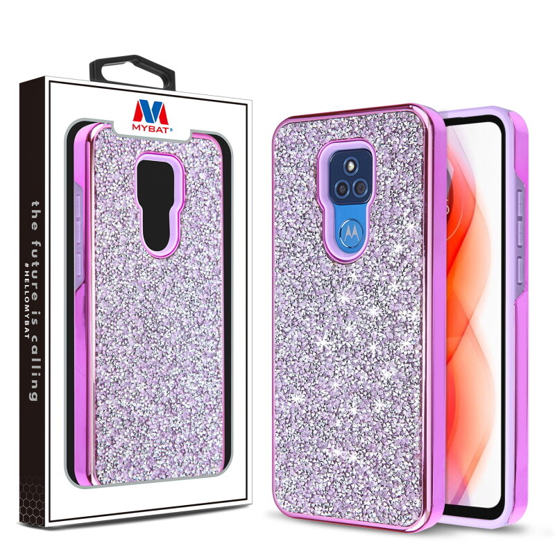 Encrusted Rhinestones Case Purple for Motorola G Play 2021