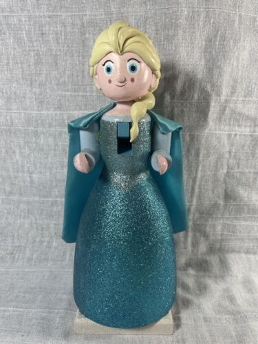 Disney's Frozen 2015 Elsa Princess Nutcracker 11” Collectible Wood Blue Glitter - Picture 1 of 9