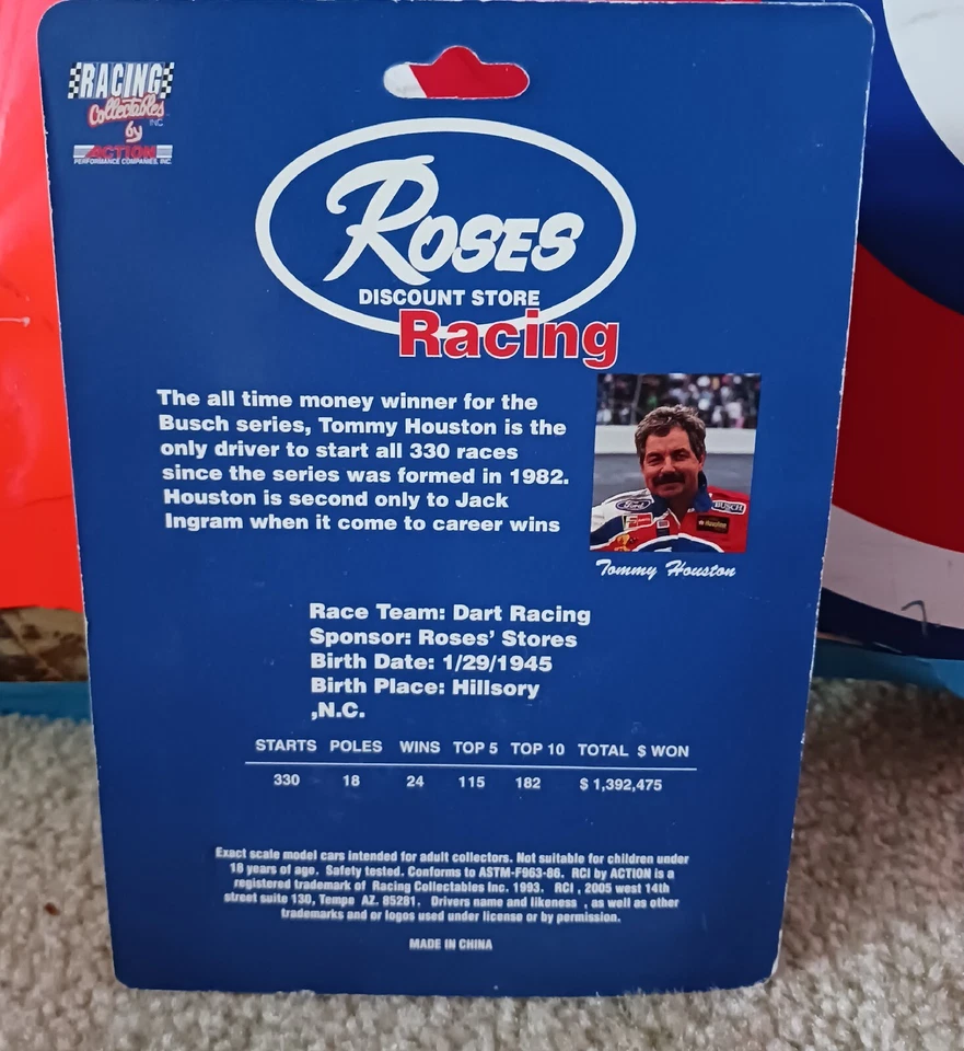 Coche diecast Tommy Houston 1/64 Rose's Racing #6 Ford Thunderbird NASCAR Busch Foto 4 de 4