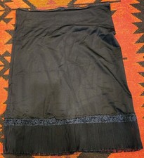 Vanity Fair Navy Lace Pleated Hem Slip Skirt