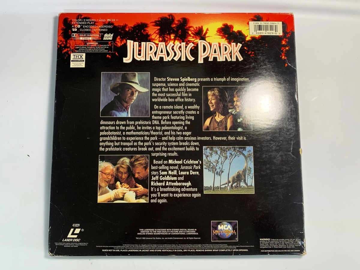 Vintage 1994 JURASSIC PARK Laser Disc LASERDISC Movie ORIGINAL