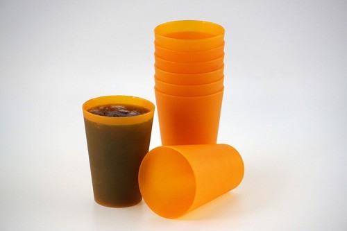 65 Plastik Mehrweg Trinkbecher orange 0,4 l Partybecher Becher Plastikbecher - Bild 2 von 5