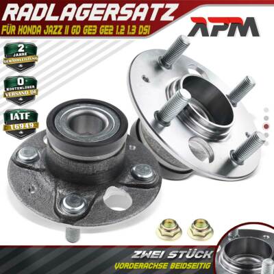 2x Radnabe Radlagersatz Hinterachse mit ABS-Sensor für Honda Jazz II III GD GE