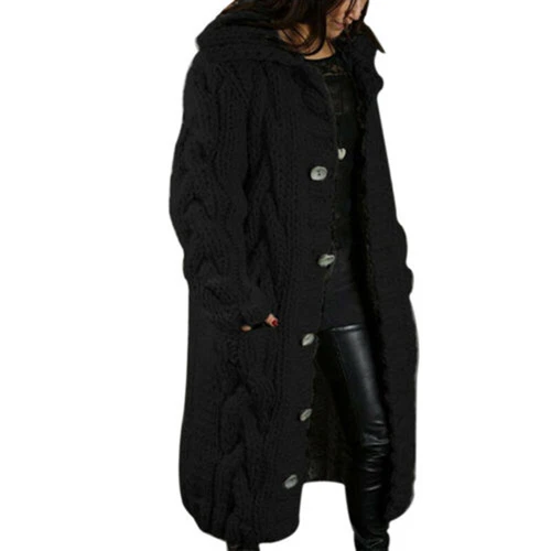 Damen Grobstrick Oversize Pullover vorne offen Tasche Mantel lang Maxi Cardigan - Bild 15 von 25