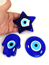 Evil Eye Set of 3 Glass Beads Turkish Nazar Handmade Amulet Boho Home Decor