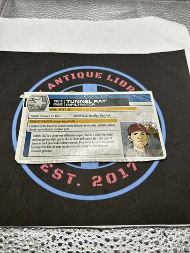 GI Joe ARAH. 2011 Tunnel Rat. File Card