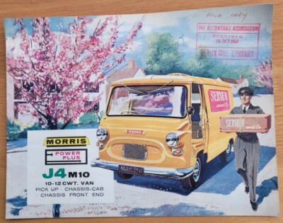 MORRIS J4 M10 10-12 CWT VAN PICK UP CHASSIS CAB SALES BROCHURE 1965  UK
