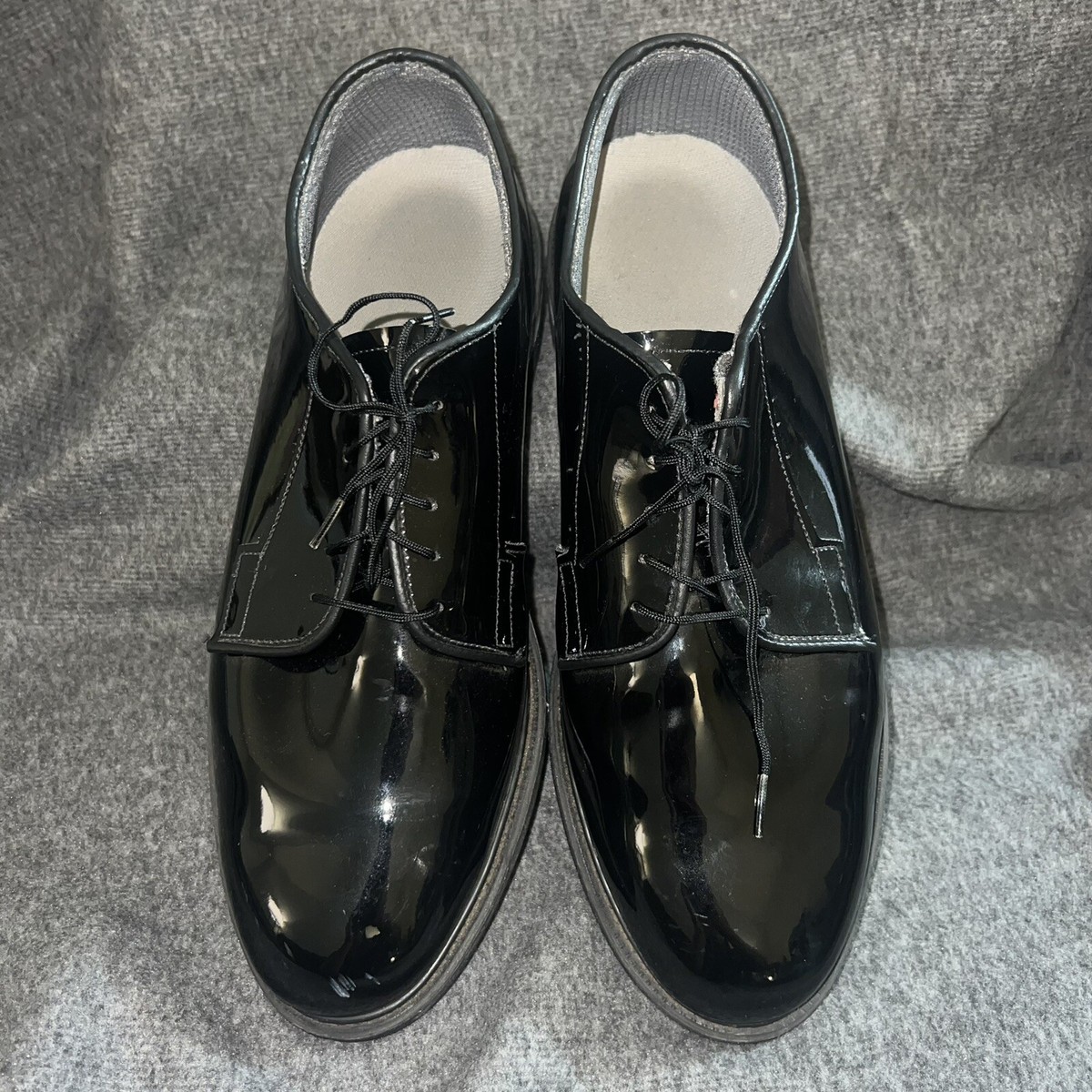 Bates High Gloss Mens 12.5 Vibram Sole Dress Shoe Military Black