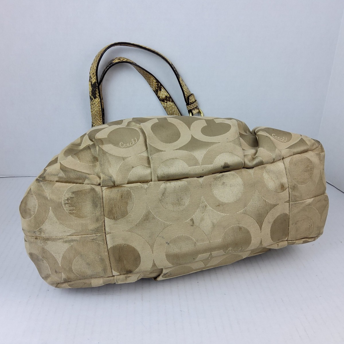 バッグ vintage coach signature handbag 10599 Coach Signature 17689 Op Art Snake Trim Shoulder Handbag Purse | eBay