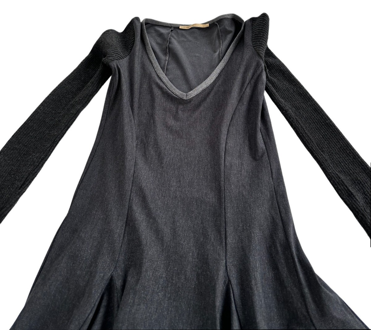 Robe Grise Marithé & François Girbaud - Taille 36, Longueur Genou - Coupe évasée, Mélange De Matières - Occasion TBE