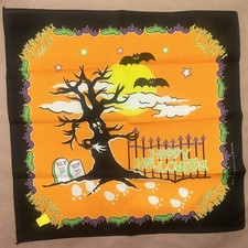 Vintage 1980’s Haloween Themed Bandana, Deadstock Made In USA Bandana