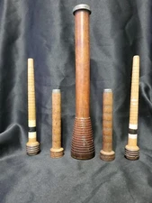 Vintage Industrial Wood Textile Mill Spools Bobbins Spindles Thread lot of 5