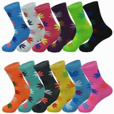 3-12 Pairs Women Girl Casual Marijuana Weed Leaf Cotton Crew Socks Size 9-11 New