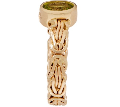 Natural Green Peridot Gemstone Byzantine Ring Real 14K Yellow Gold ALL SIZES QVC - Picture 2 of 4