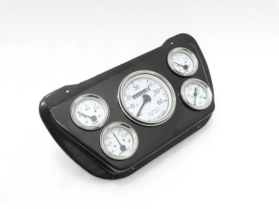 Para NUEVO WILLYS JEEP COMPLETO CARA BLANCA VELOCÍMETRO MONTAJE PLACA NEGRA #G441 Foto 4 de 4