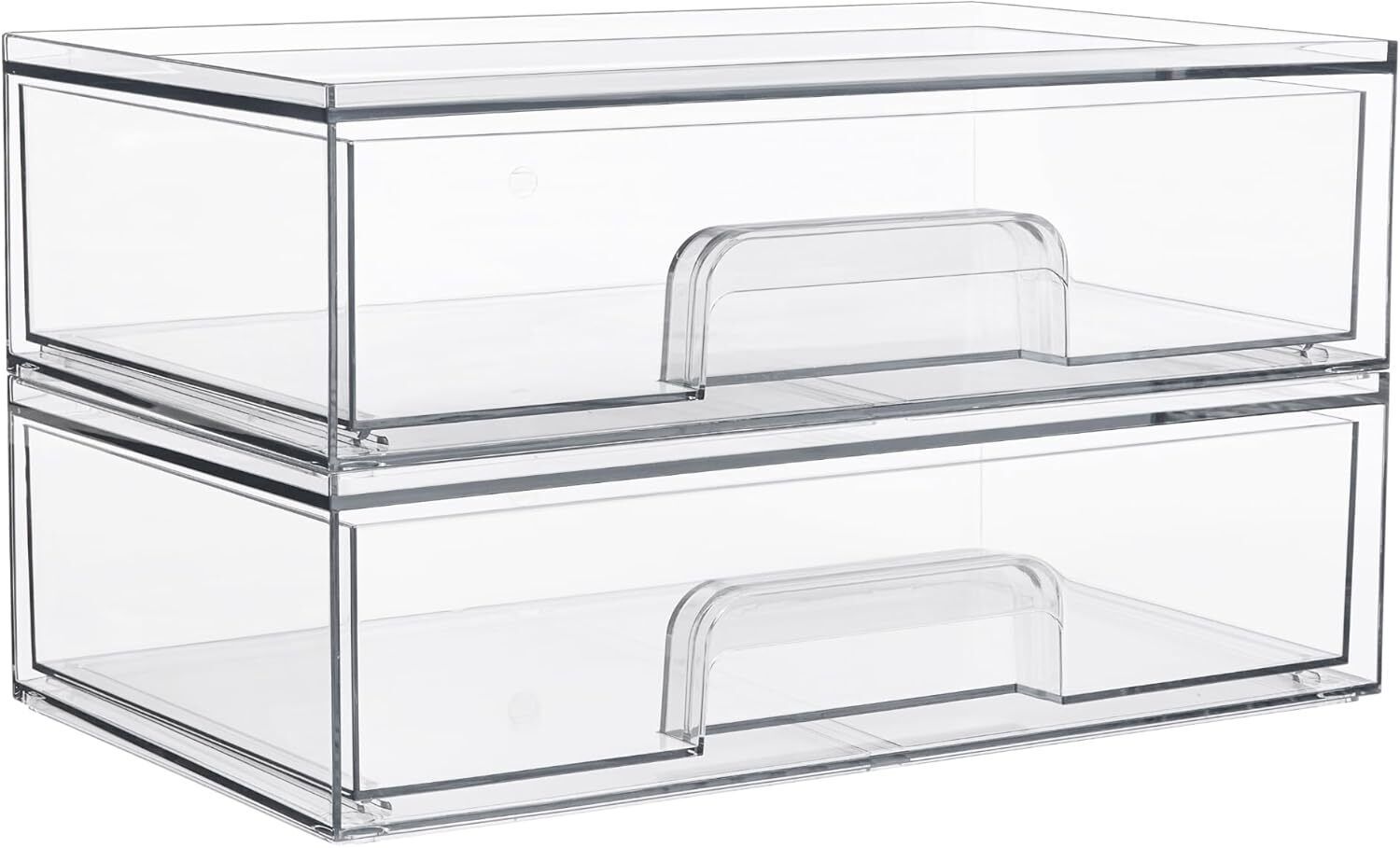 Vtopmart 12.1''W Clear Stackable Storage Drawers,2 Pack Acrylic Plastic clear