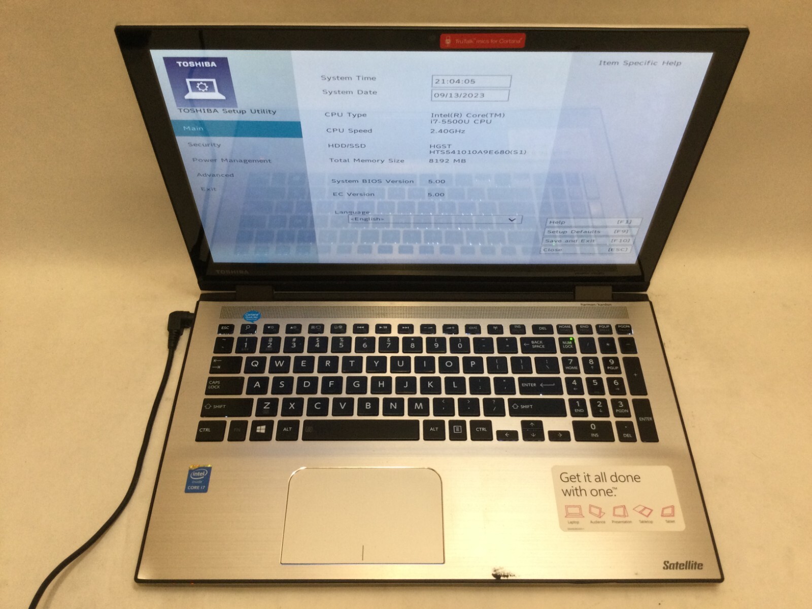 Toshiba Satellite P55WC5204 / Intel Core i75500U 2.40GHz / (MISSING