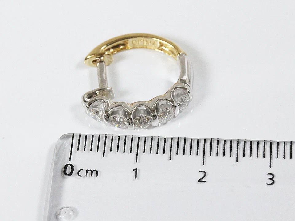 14K 2 Tone Gold 1 CT Natural Diamonds Small Hoop Huge Earrings - Image 4 of 4